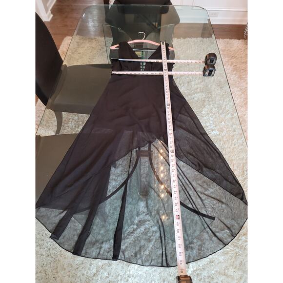 Casting Girl Dress Women Large Black Sleeveless High Low Sheer Evening Formal - Picture 12 of 13